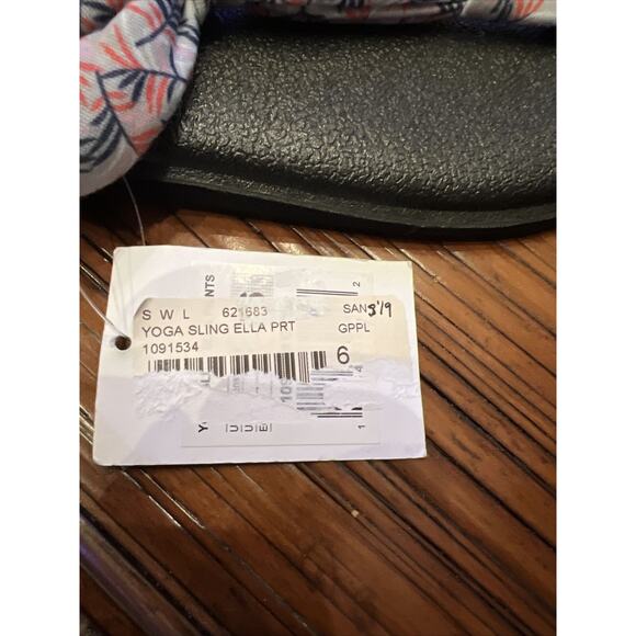 Sanuk Sz 6 Yoga Sling Ella Gray Paradise Palms Womens Yoga Mat Sole Sandal New - Picture 9 of 9